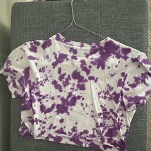 2020 Halotied Purple/Plum Tie Dyed Cropped Short Sleeve Tee